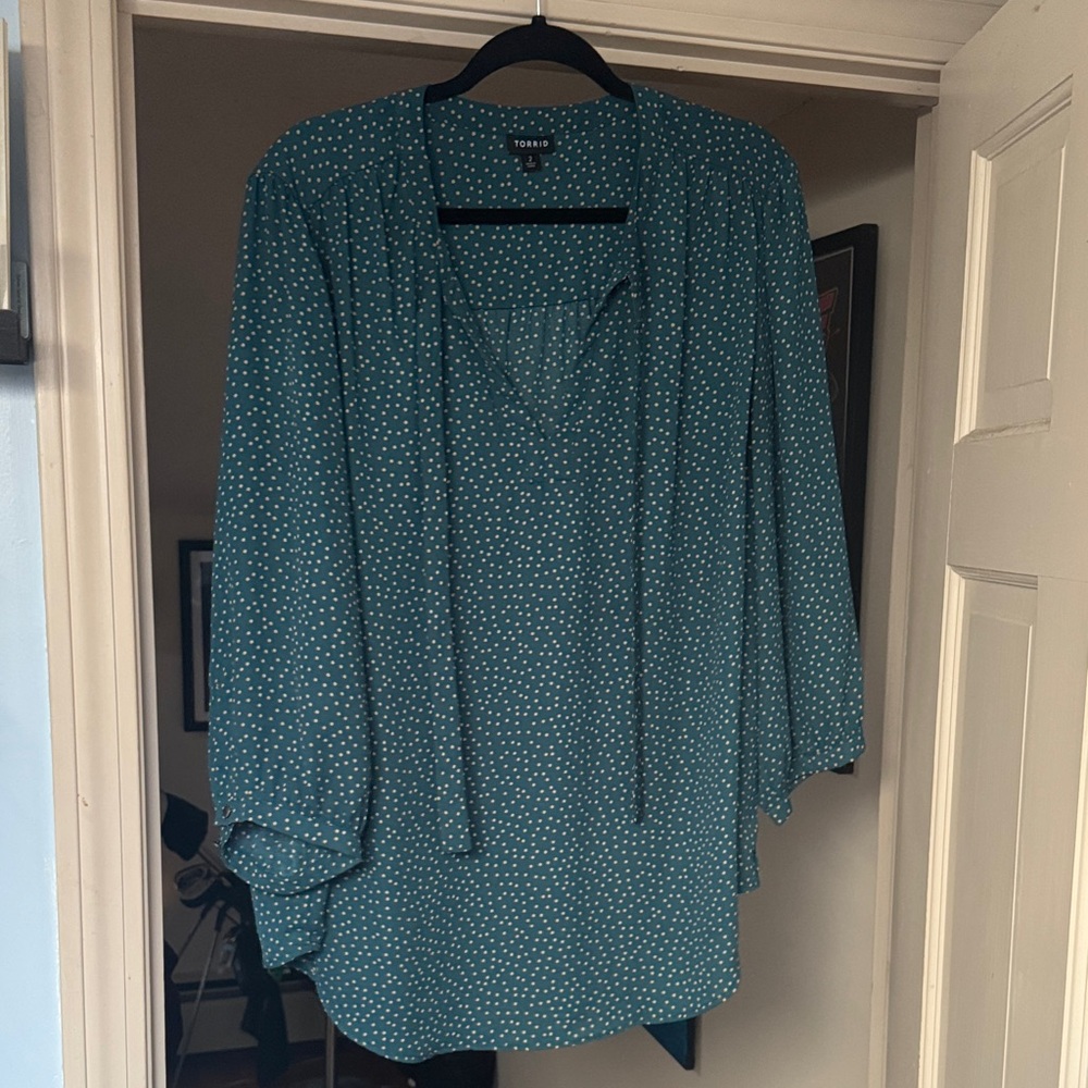 Torrid Teal Dotted Blouse